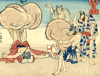 Illustration for article titled The Raccoon Scrotum Monster, and Other Awful Creatures from 1800s Japanese Artwork (NSFW)